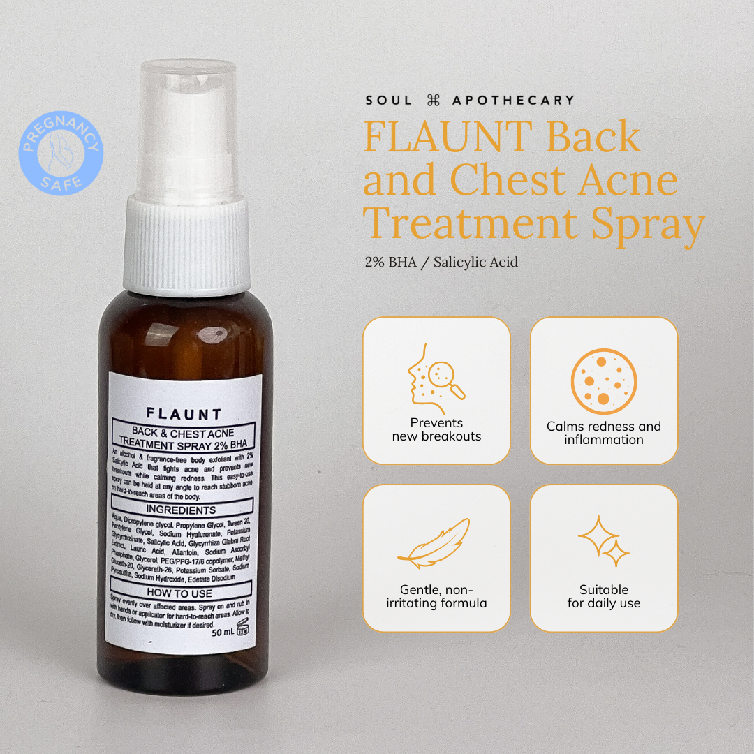 FLAUNT Back and Chest Acne Treatment Spray (2% BHA / Salicylic Acid)